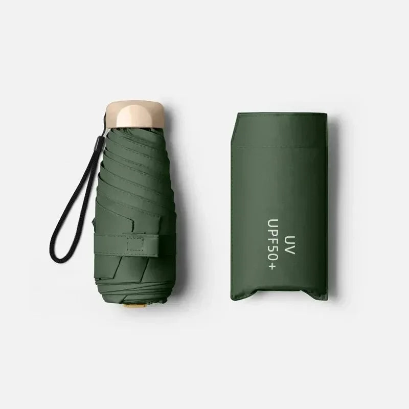 Folding Umbrella with Vinyl Canopy, UV Protection, and Wind Resistance