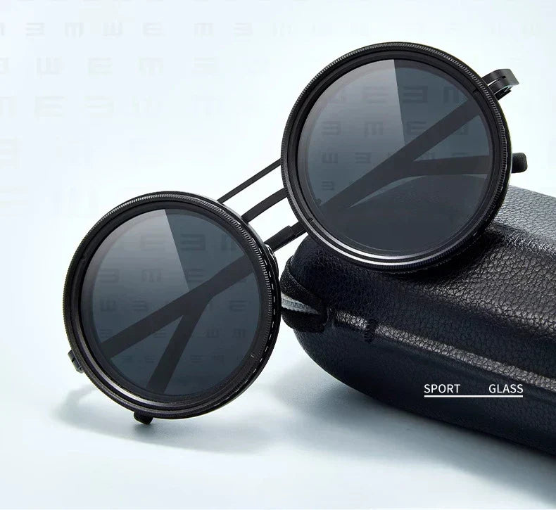 Round Frame Sunglasses with UV400 Protection – Adjustable Polarized Lens