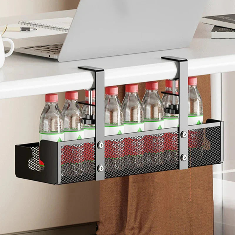 Under-Desk Cable Organizer Basket – No Drill Installation