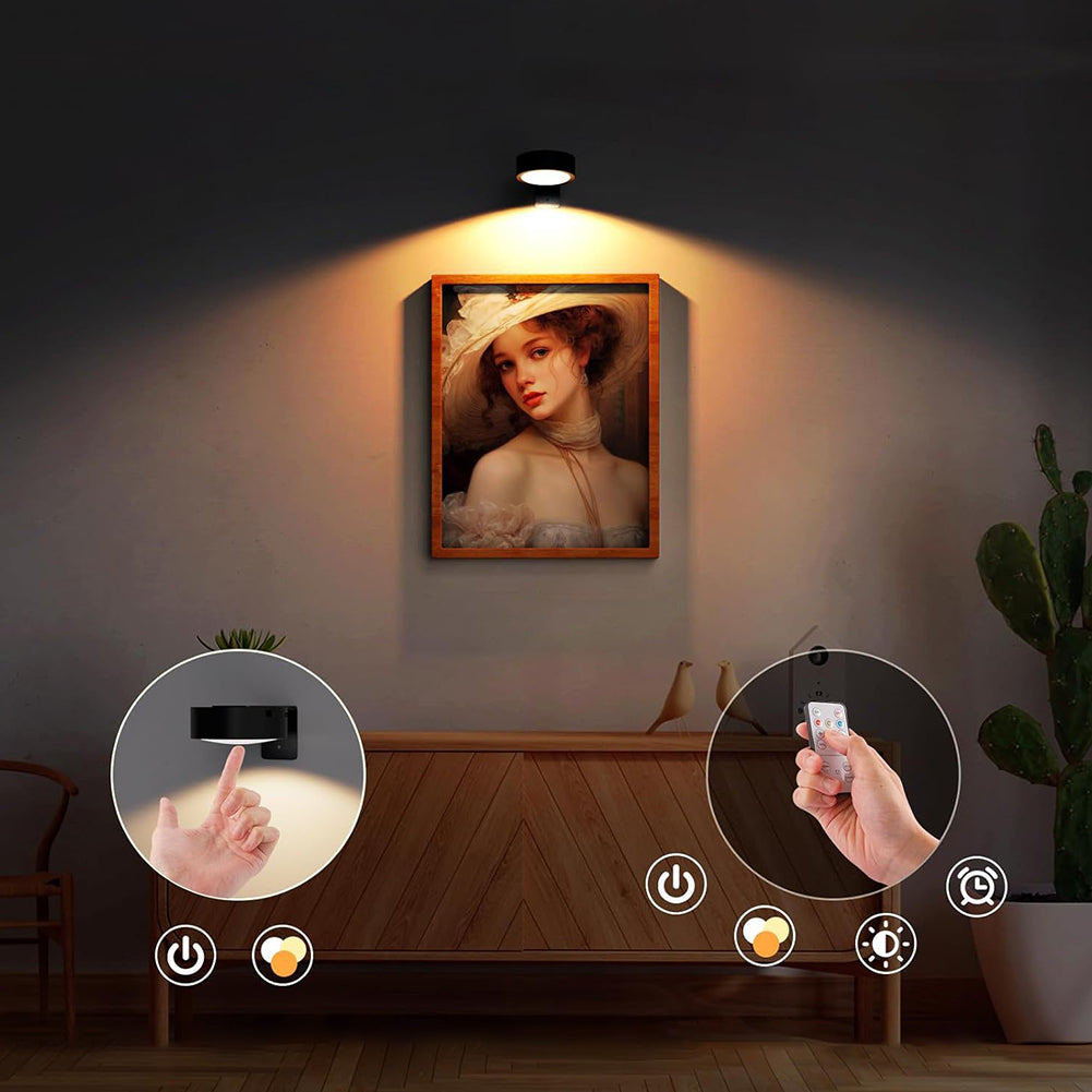 Remote-Controlled Wireless LED Wall Light – Magnetic, No Drill, Gold/Black