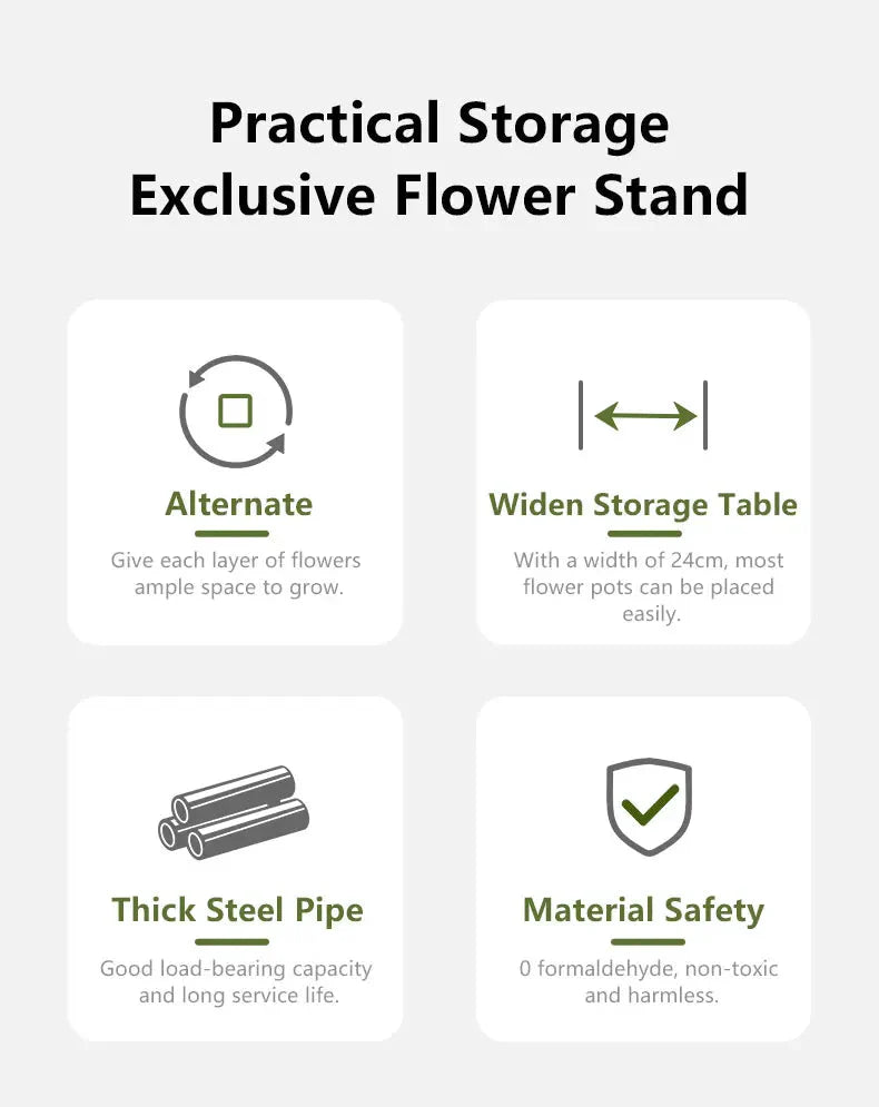 5-Tier Plant Stand – Wooden Shelves on Black Metal Frame