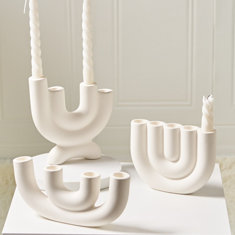 U-Shaped Ceramic Candle Holder