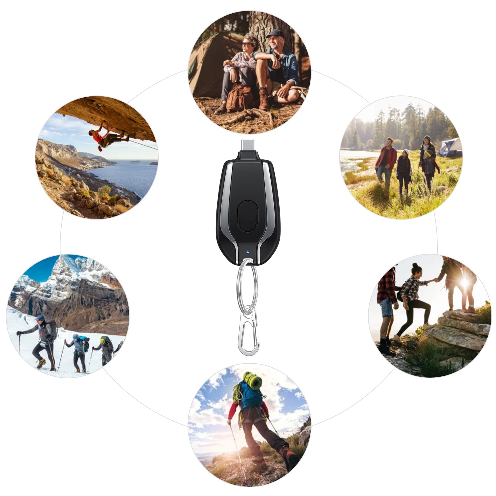 Waterproof Compact Power Bank with Keychain Attachment