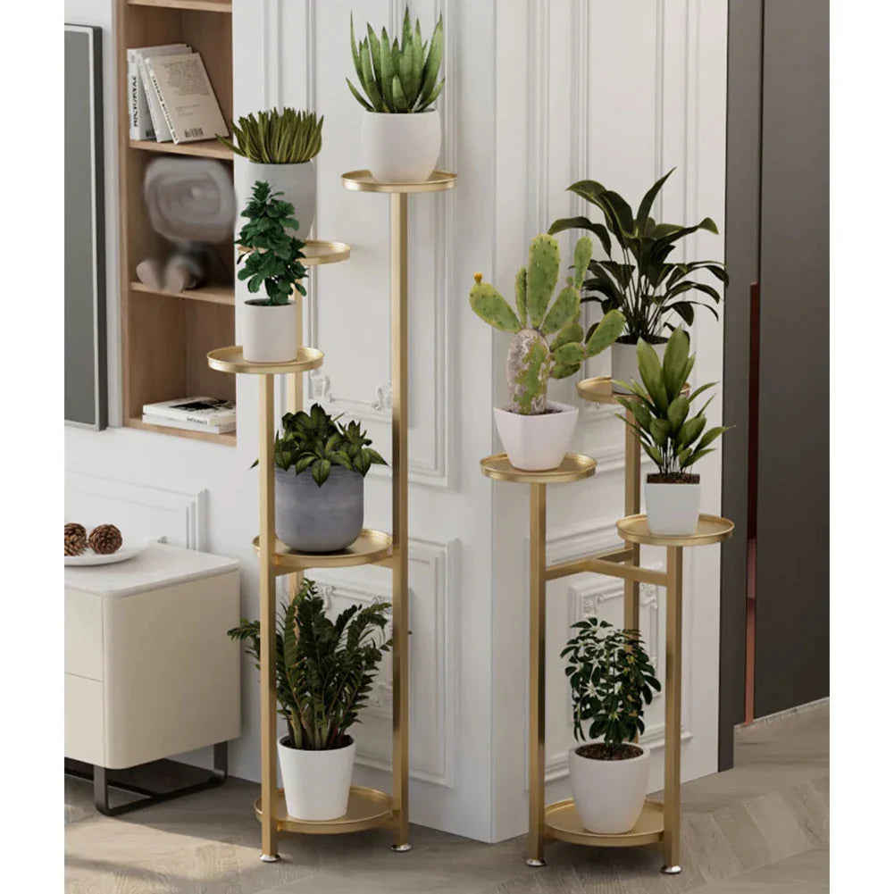 Multi-Tiered Metal Plant Stand – Round Shelves in 3 Height Options