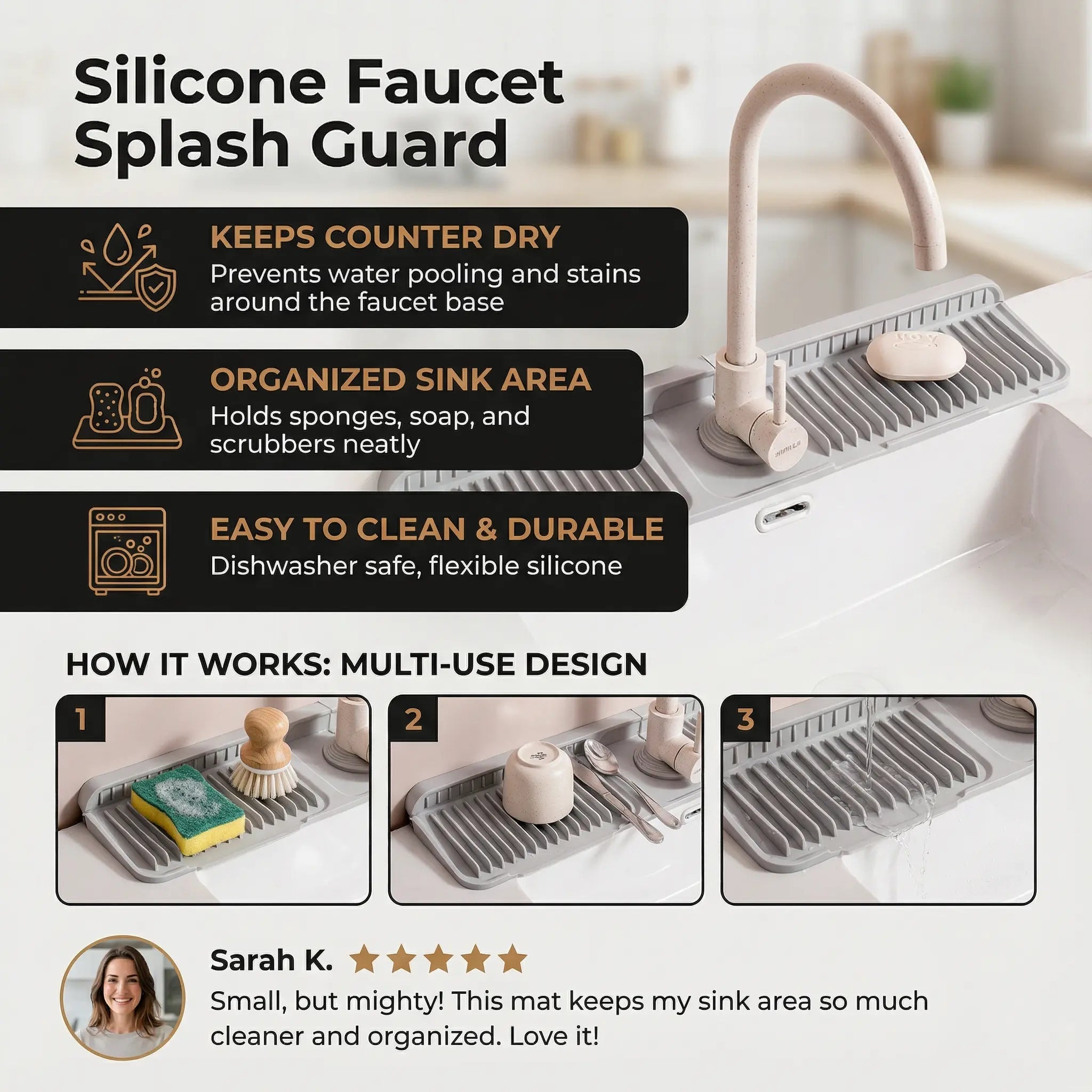 Faucet Drip Mat Made of Silicone