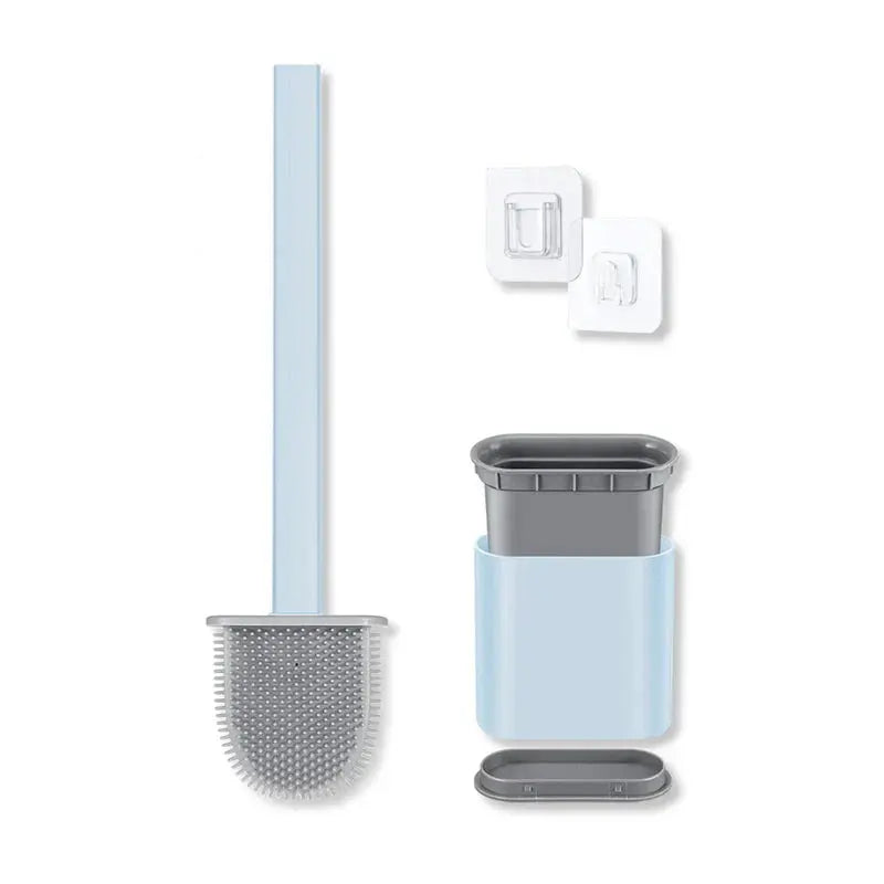 Wall-Mountable Silicone Toilet Brush with Quick-Drying Holder