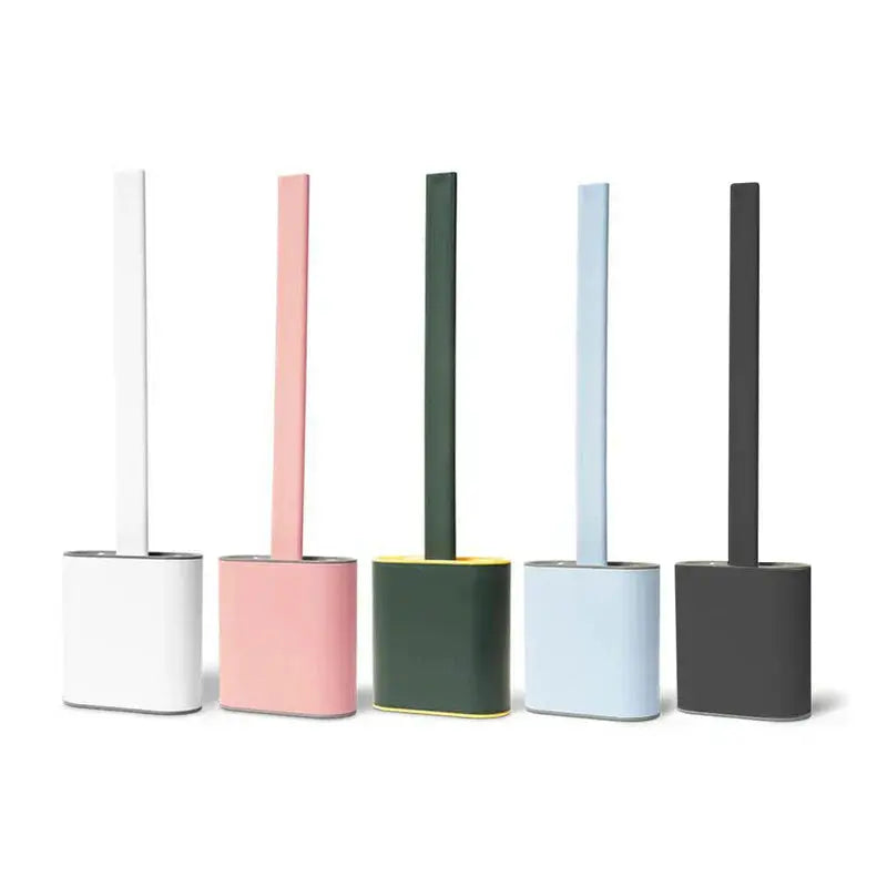 Wall-Mountable Silicone Toilet Brush with Quick-Drying Holder
