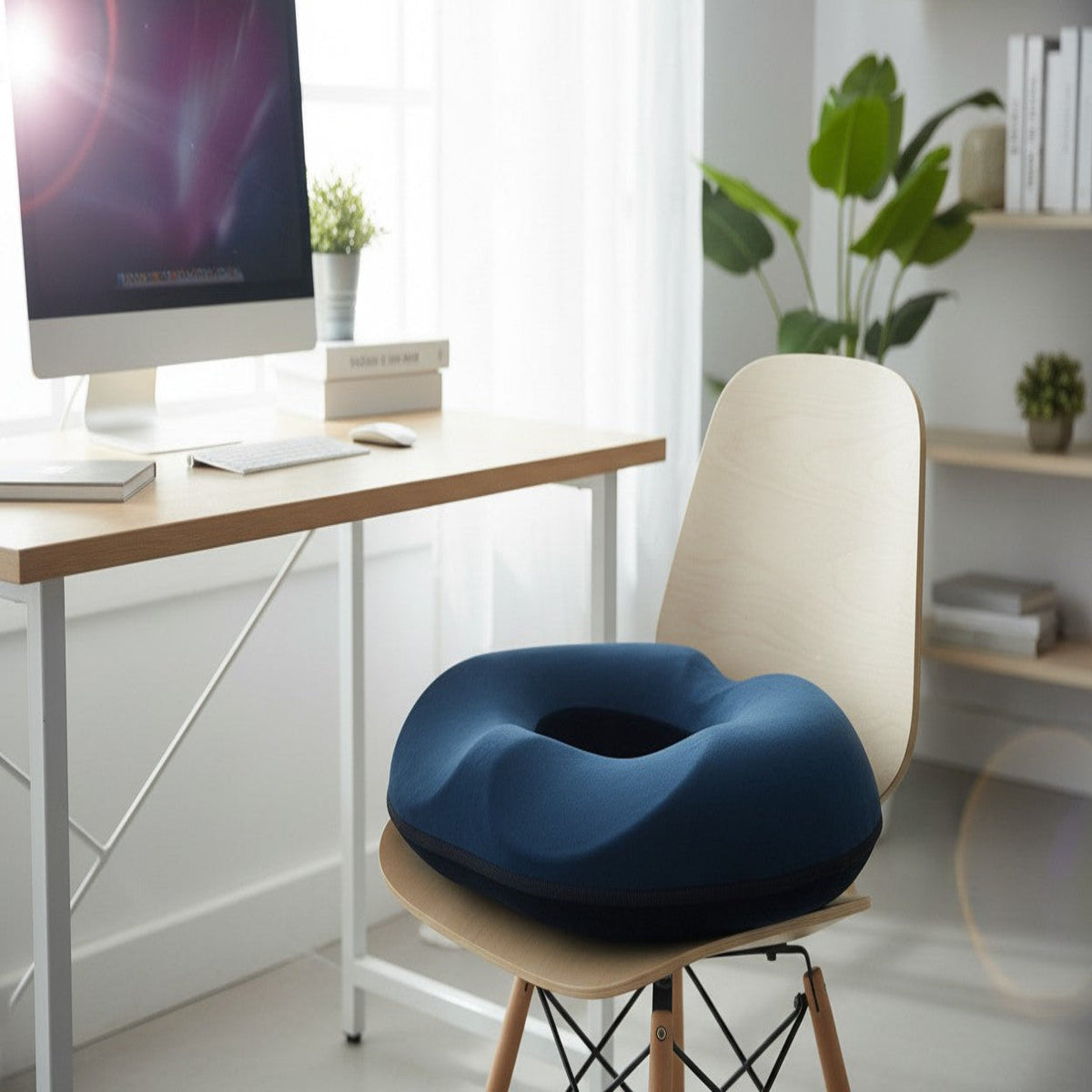 Donut-Shaped Memory Foam Seat Cushion with Washable Cover for Home, Travel, Office