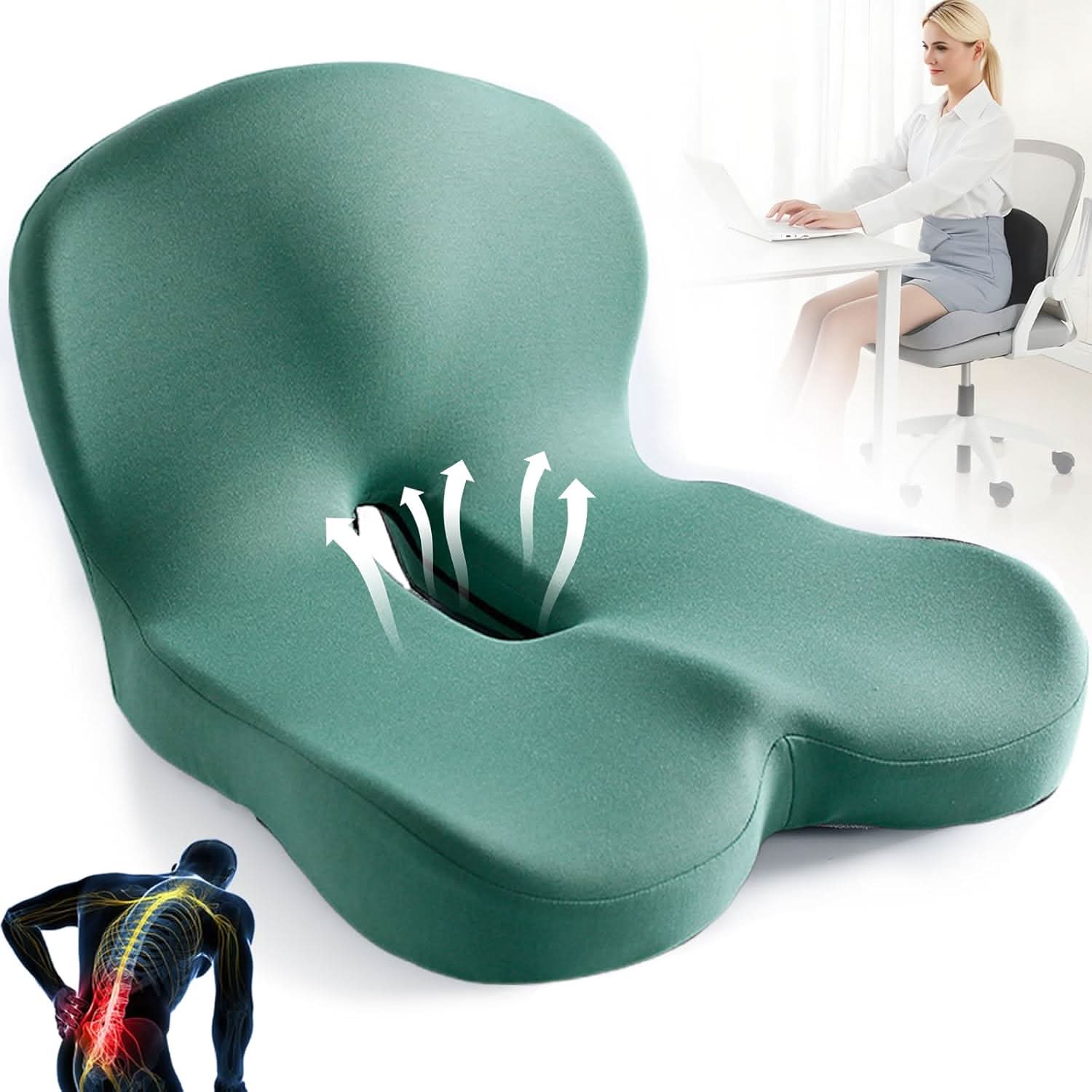 Ergonomic Memory Foam Seat Cushion – Pressure Relief & Non-Slip