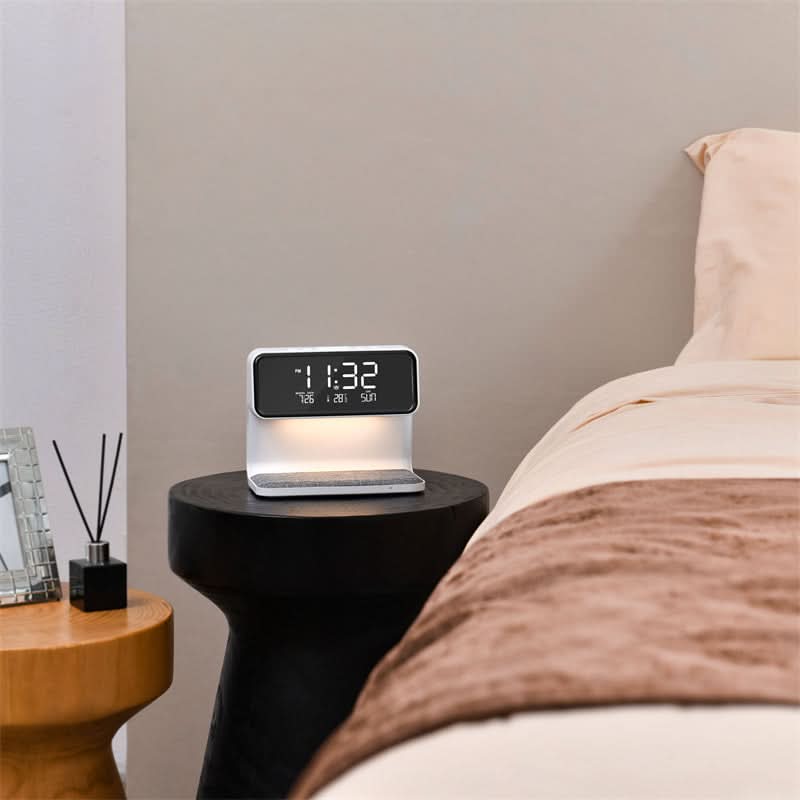 Alarm Clock and Wireless Charging Station Bedside Lamp