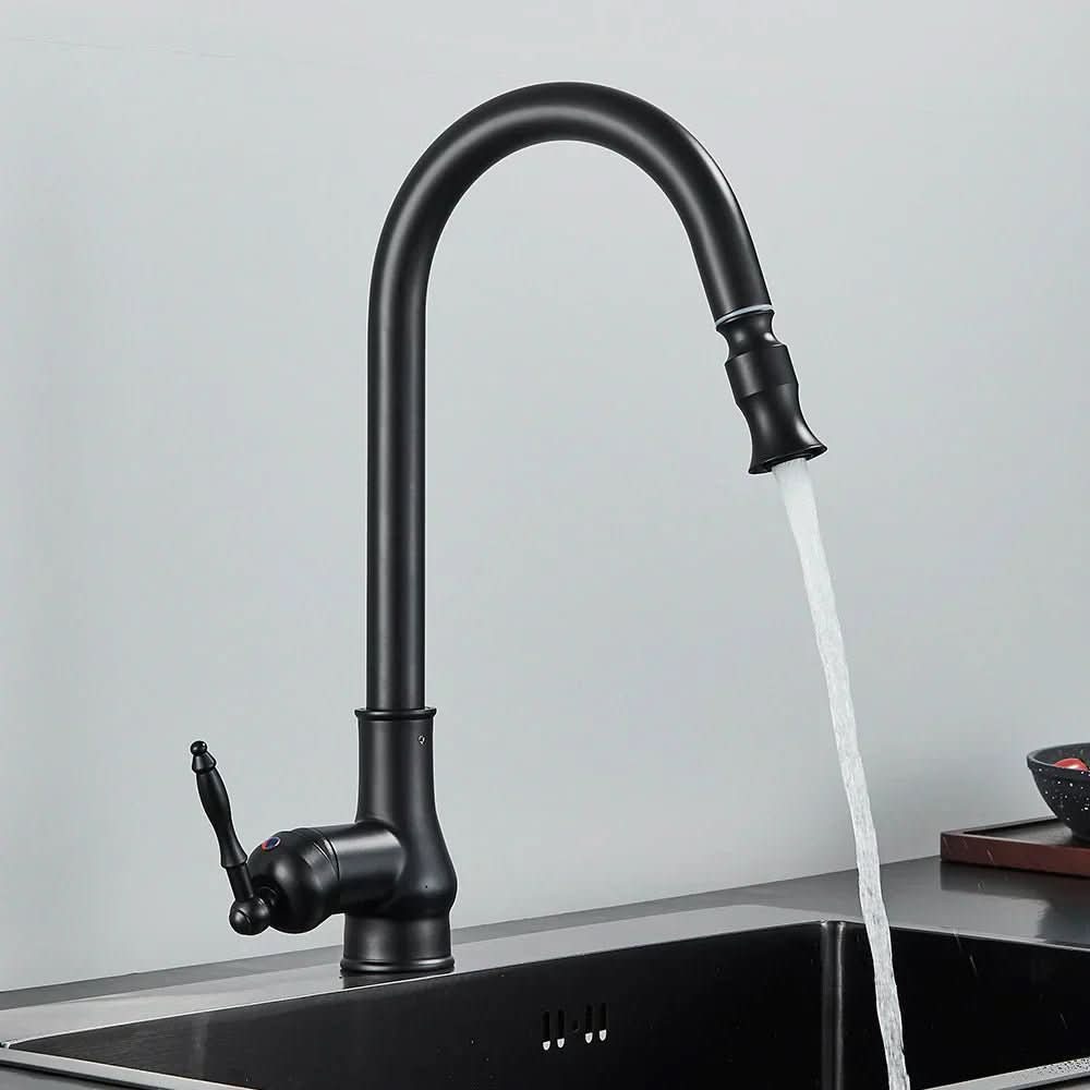 Antique High Arc Sink Mixer Kitchen Faucet with Pull-Out Spray