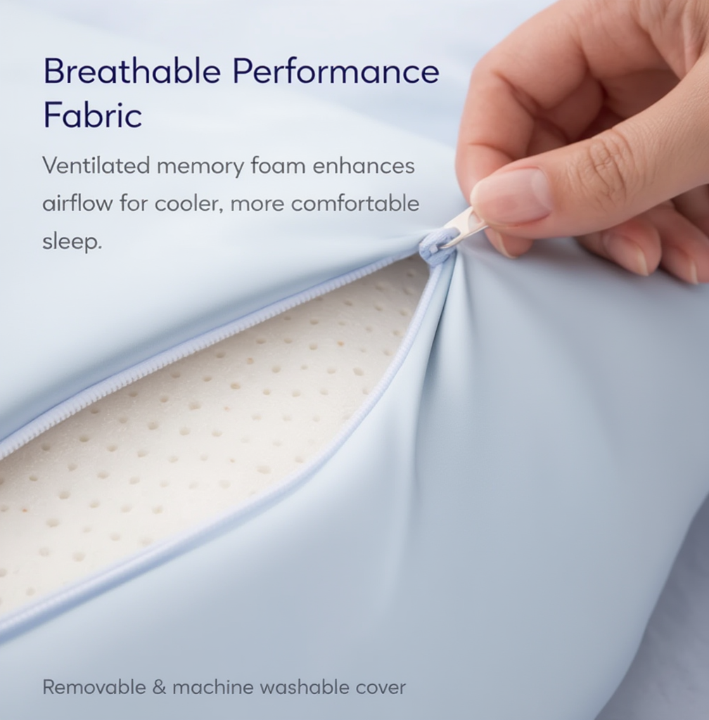 Ergonomic Cervical Pillow with Memory Foam for Neck and Back Support – 6 Zones