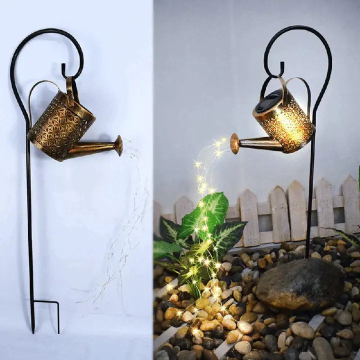 Solar Lantern with Watering Can Design – Automatic Light & Rain Sounds for Garden