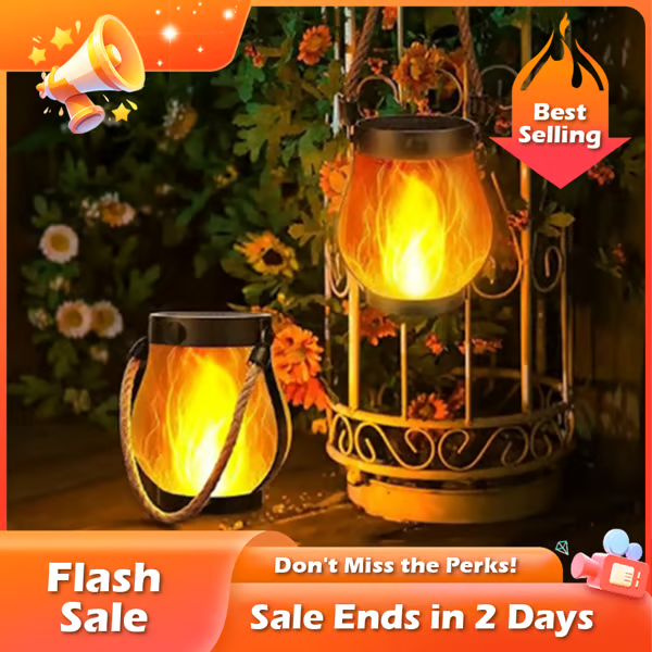 Solar Garden Lanterns with Flame Effect – Weather Resistant