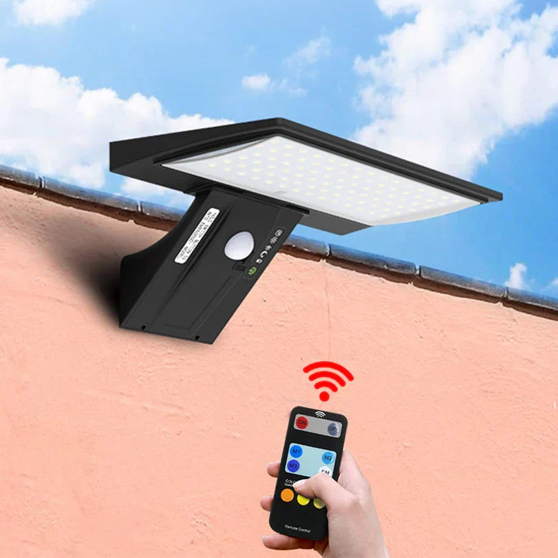 Solar LED Wall Light with Remote Control for Lighting Modes – Weatherproof