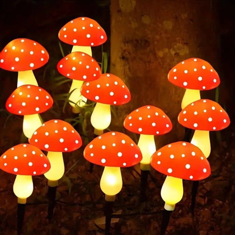 Enchanting Solar-Powered Garden Mushrooms – 8 Dynamic Lighting Options