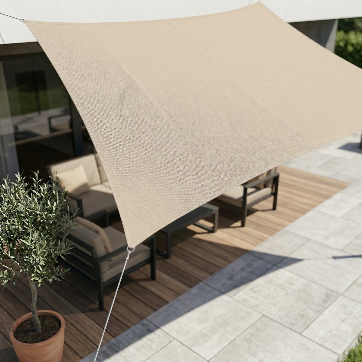 UV-Resistant Rectangular Shade Sail – Waterproof Sunshade for Garden, Balcony & Terrace with Adjustable Mounting System