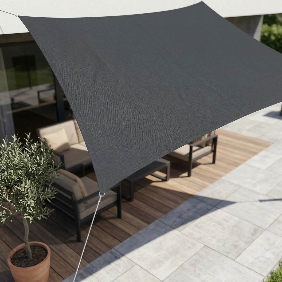 UV-Resistant Rectangular Shade Sail – Waterproof Sunshade for Garden, Balcony & Terrace with Adjustable Mounting System