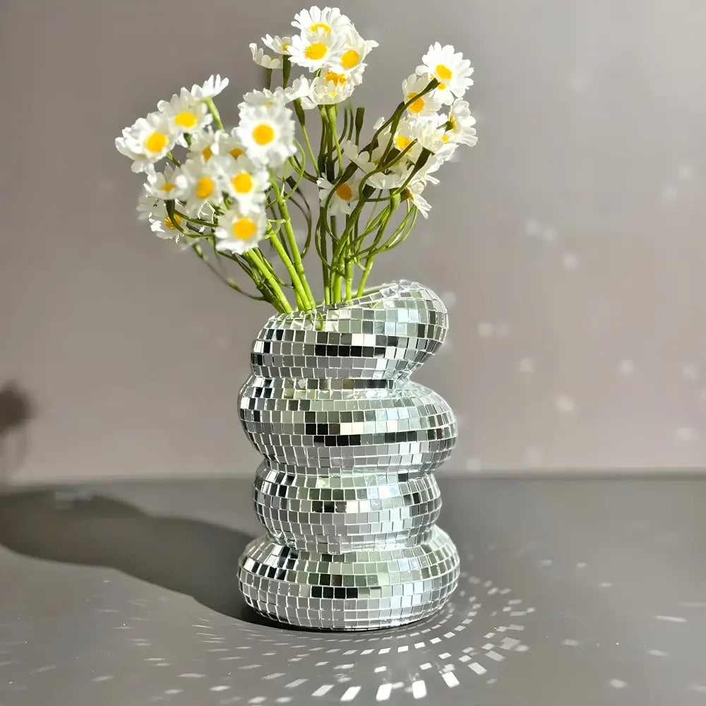 Spiral Patterned Vase with Mirrored Tile Design