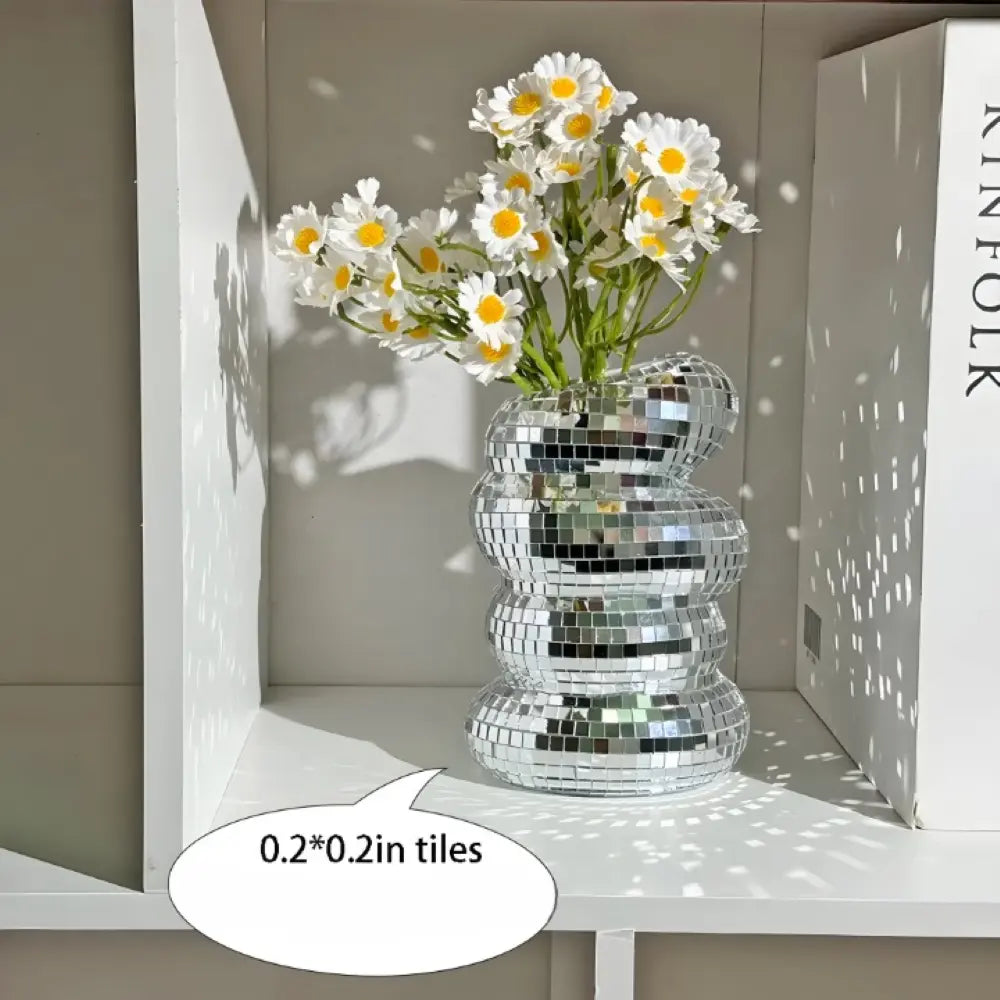 Spiral Patterned Vase with Mirrored Tile Design