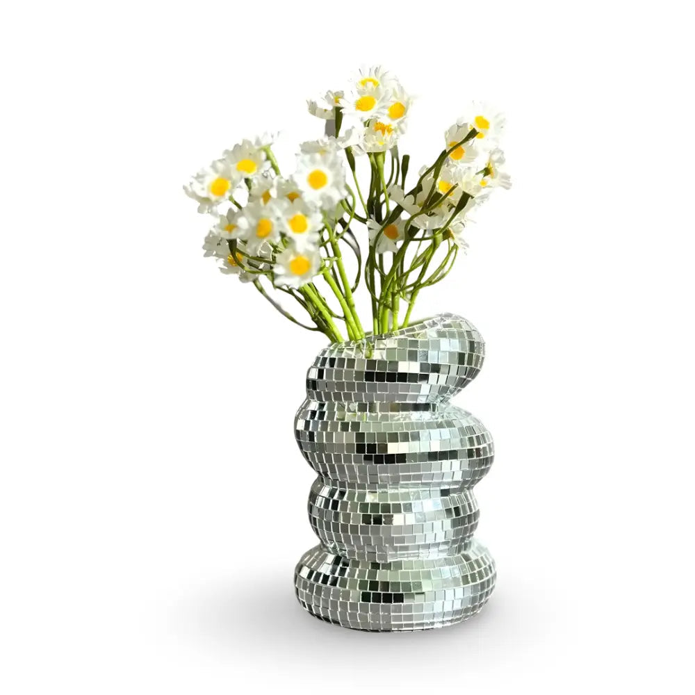Spiral Patterned Vase with Mirrored Tile Design