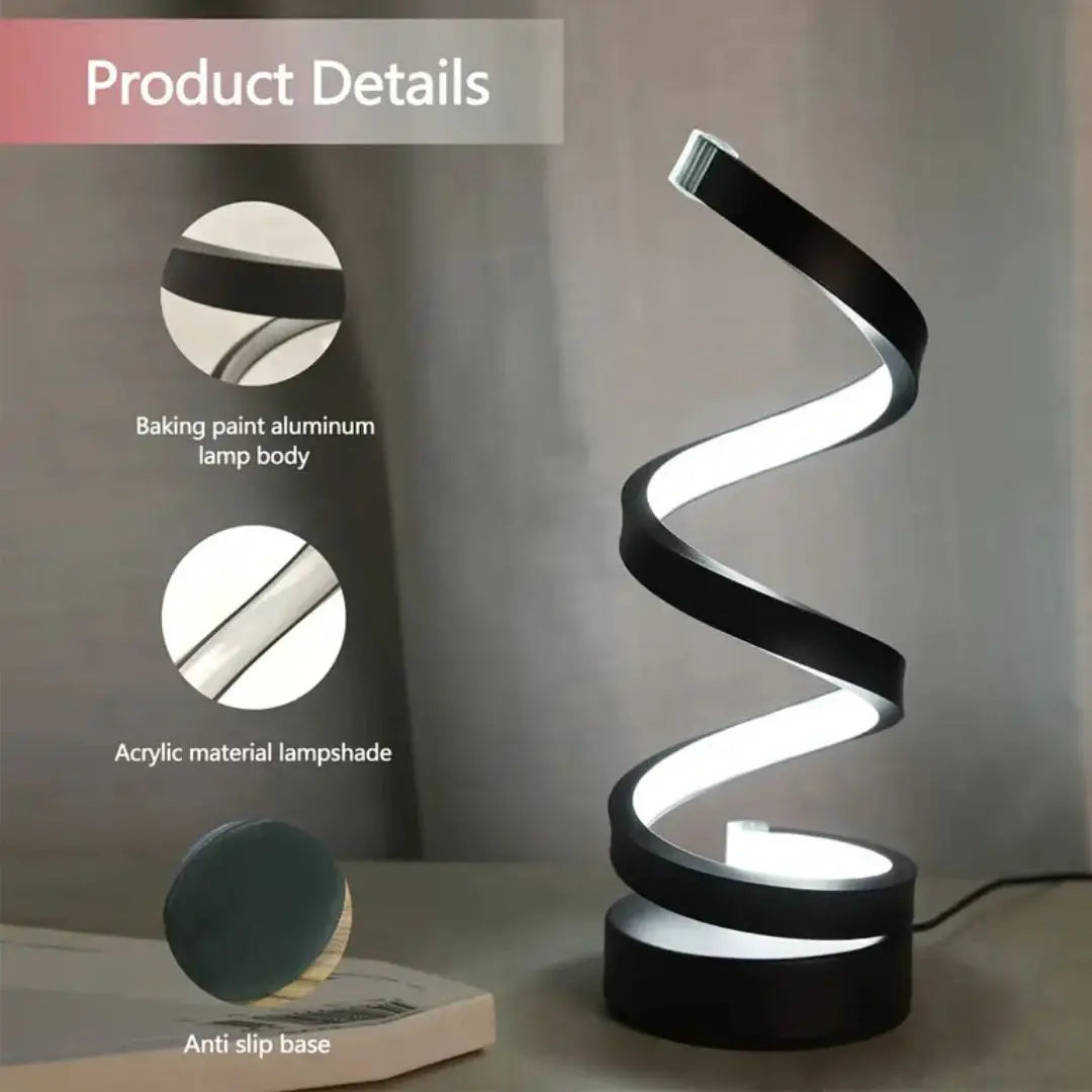 Adjustable Brightness Spiral LED Light – Stylish Accent for Any Space