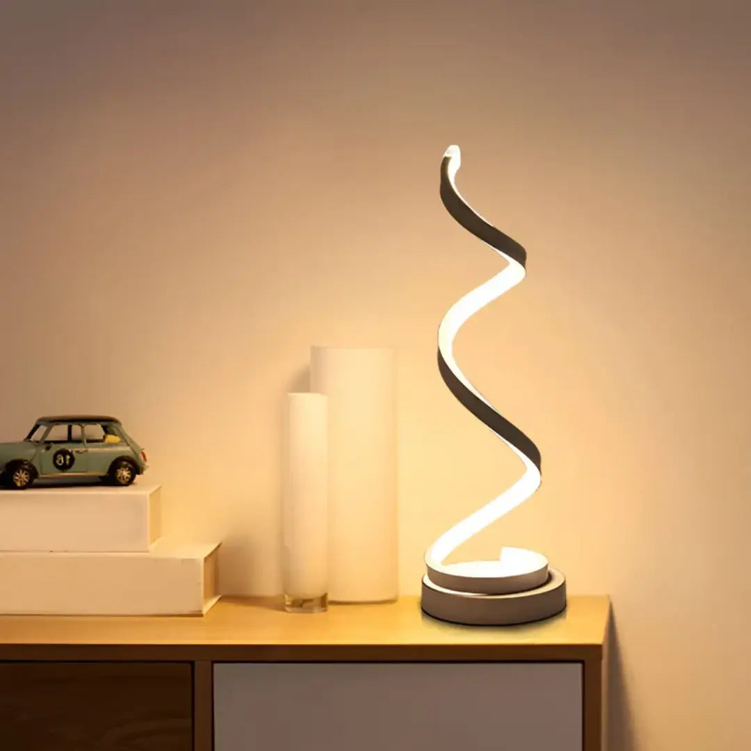Modern 19W Table Lamp with Dimmer Feature – Spiral LED Design