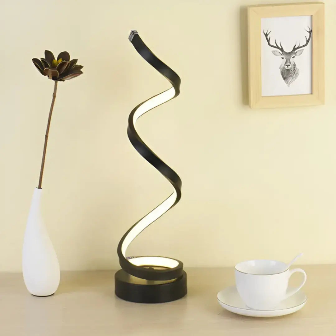 Modern 19W Table Lamp with Dimmer Feature – Spiral LED Design