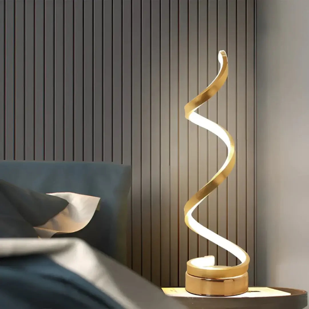 Modern 19W Table Lamp with Dimmer Feature – Spiral LED Design