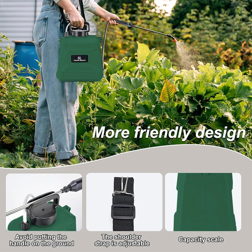 AquaMist - 5L Portable Spray Pump with Customizable Nozzle & USB Charge