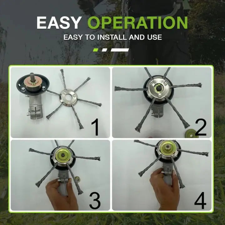 Heavy-Duty Brush Head for Grass Trimmers – Steel Wire Weed and Moss Remover