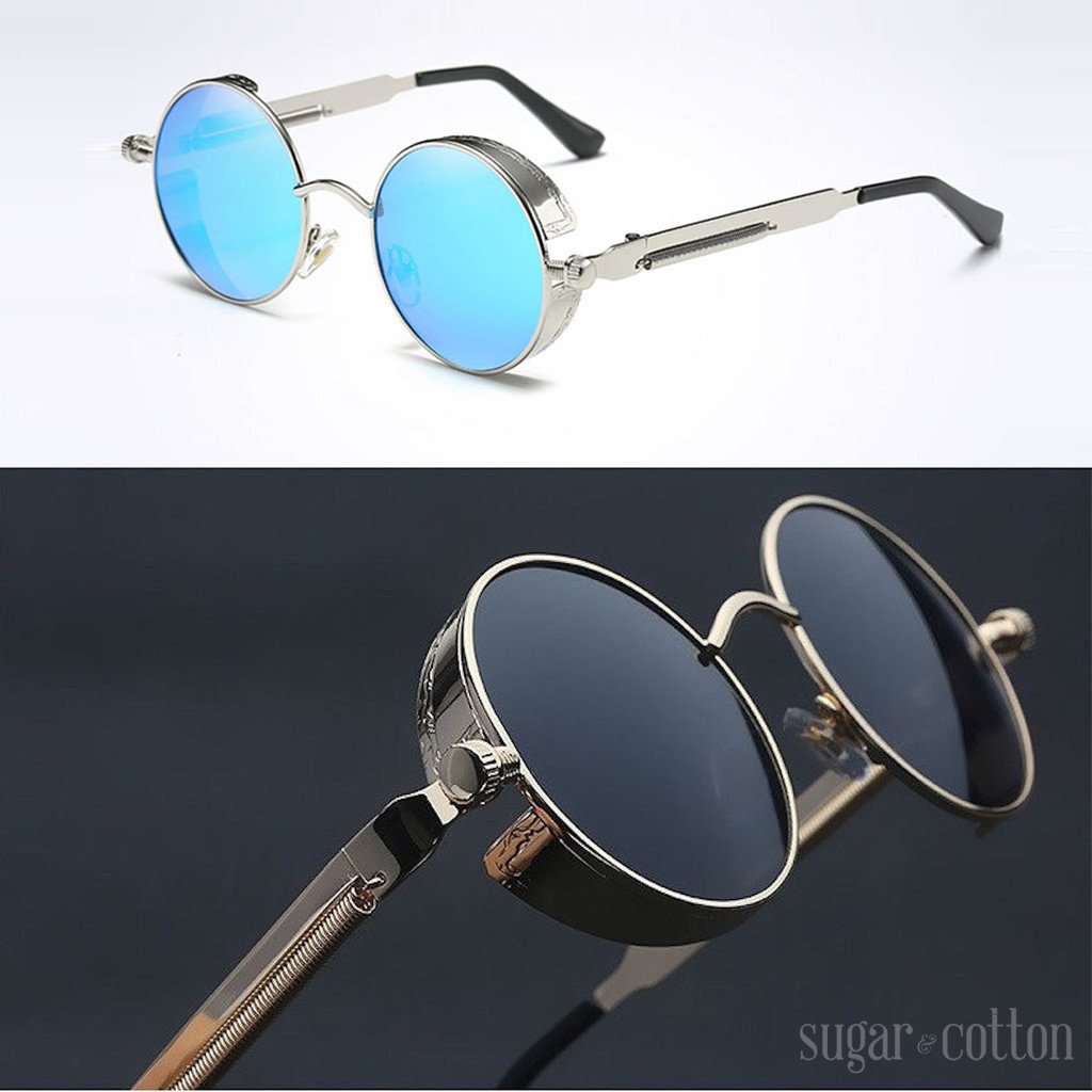 Steampunk Round Sunglasses with Side Shields