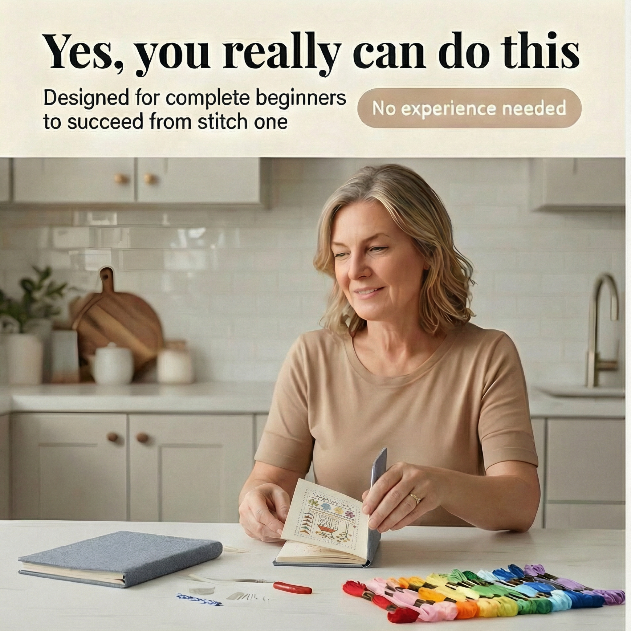 Embroidery Step-by-Step Book Set with 106 Stitches for Linen Pages