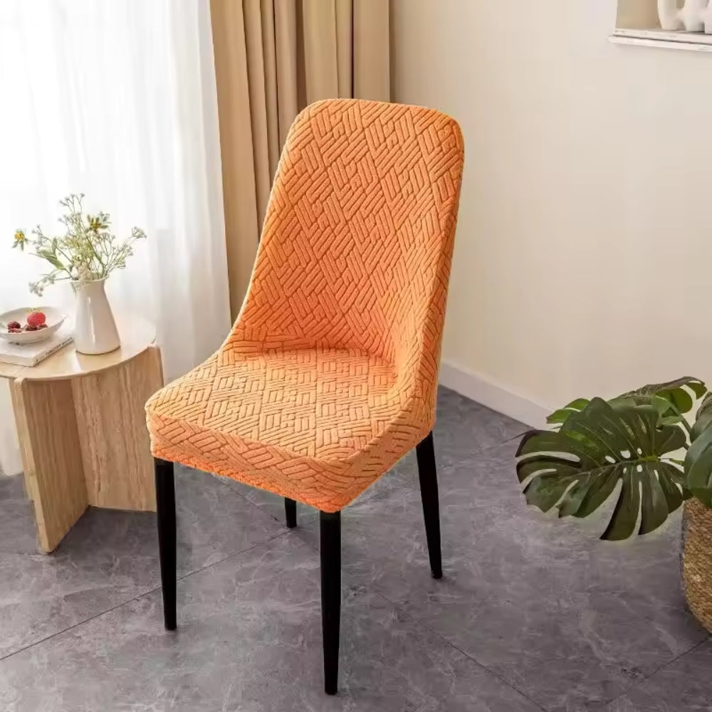 Stretchy Microfiber Chair Slipcover for Curved Dining Seats