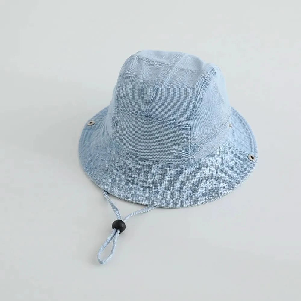 Washed Denim Bucket Hat for Kids – Comfortable Sun Protection