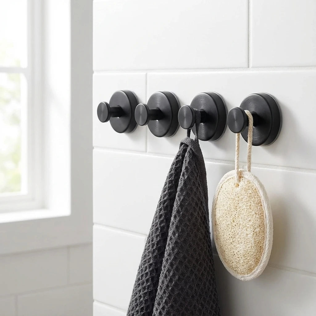 Versatile Stainless Steel Suction Hooks - 4 Pack, No Tools Needed