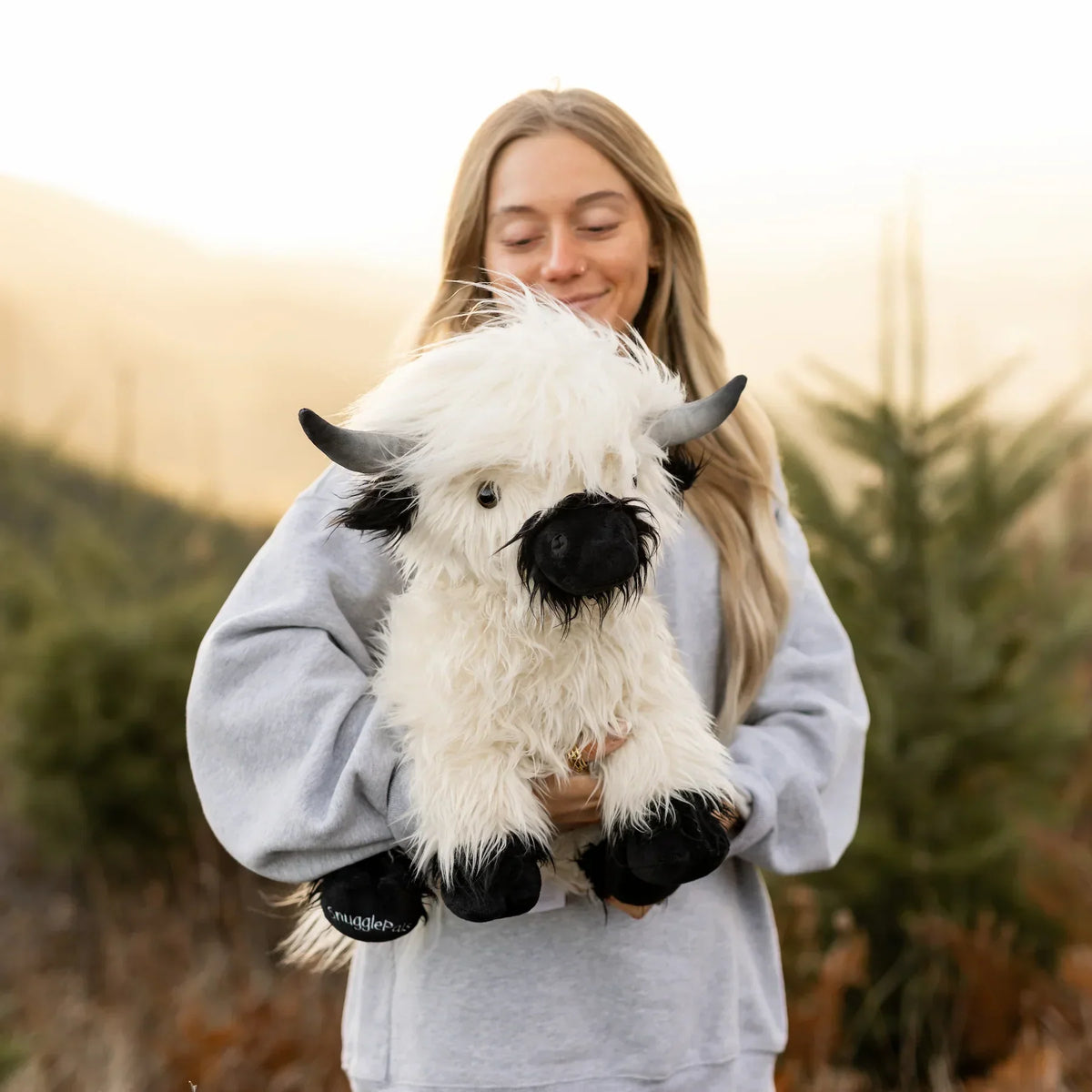 Jumbo Plush Toy of White and Black Highland Cow