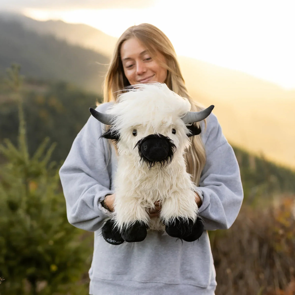 Jumbo Plush Toy of White and Black Highland Cow