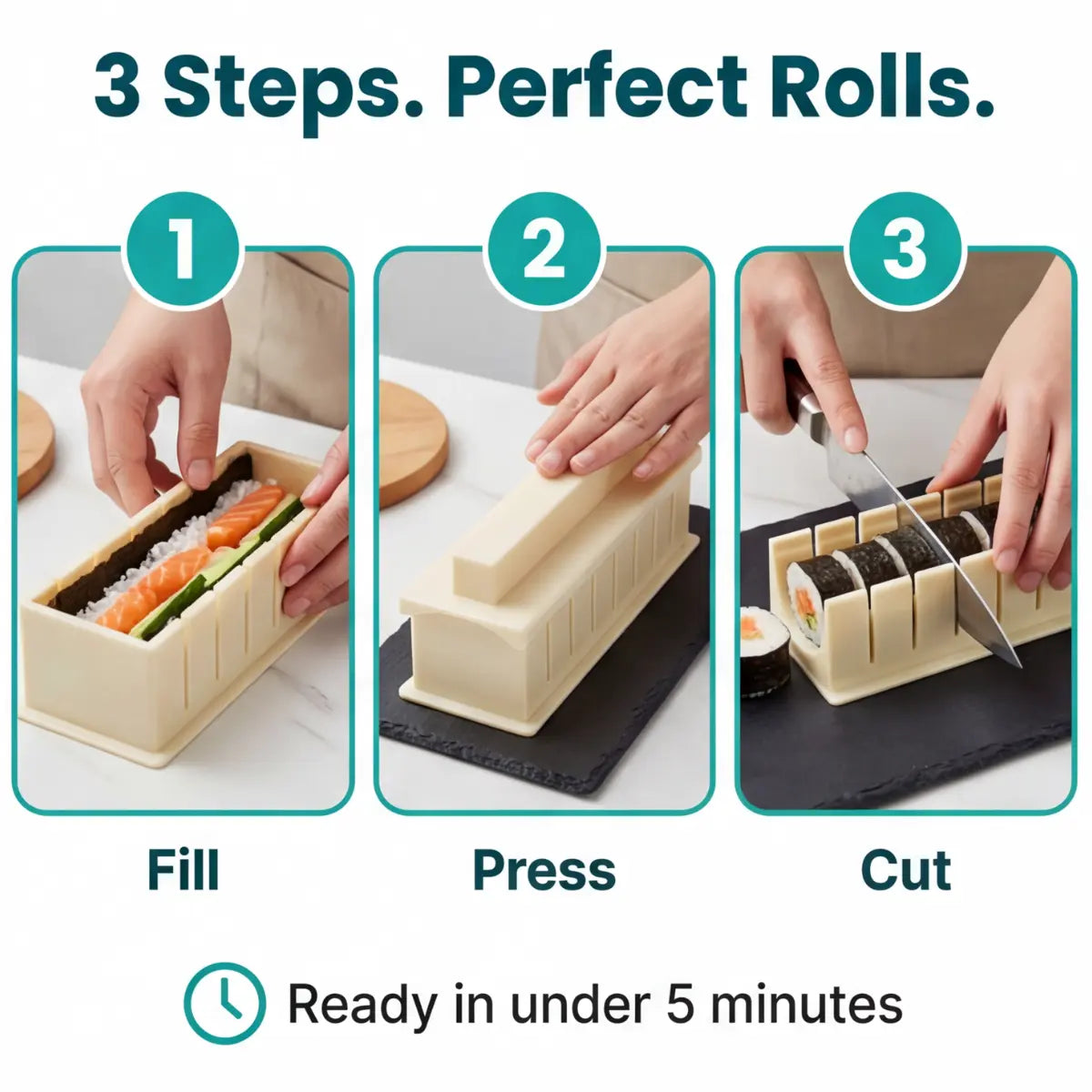 Sushi Shaper Kit – Uniform Portions, No Rolling Required
