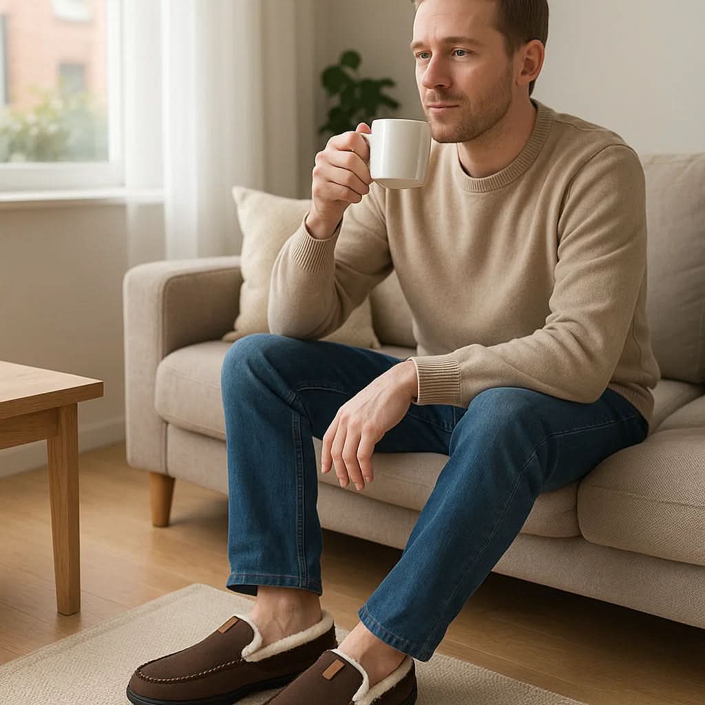 Men's Slip-On Shoes Crafted from Synthetic Wool for Warmth