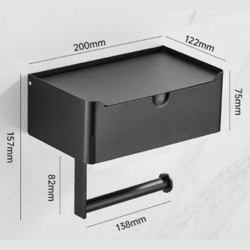 Tissue Box and Toilet Paper Holder in Stainless Steel with Shelf