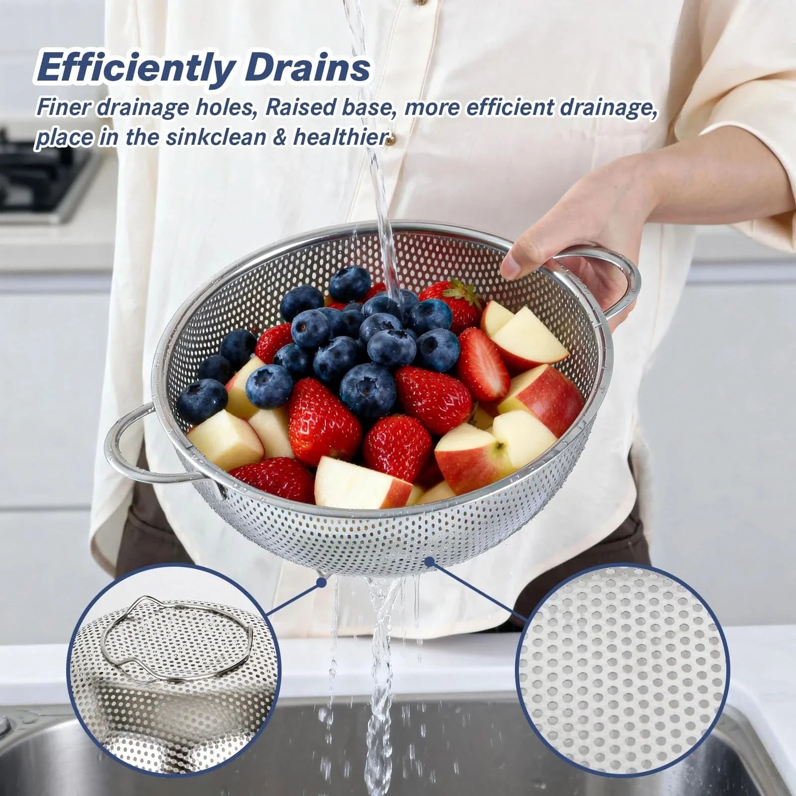 Stainless Steel Colander Set for Kitchen Use