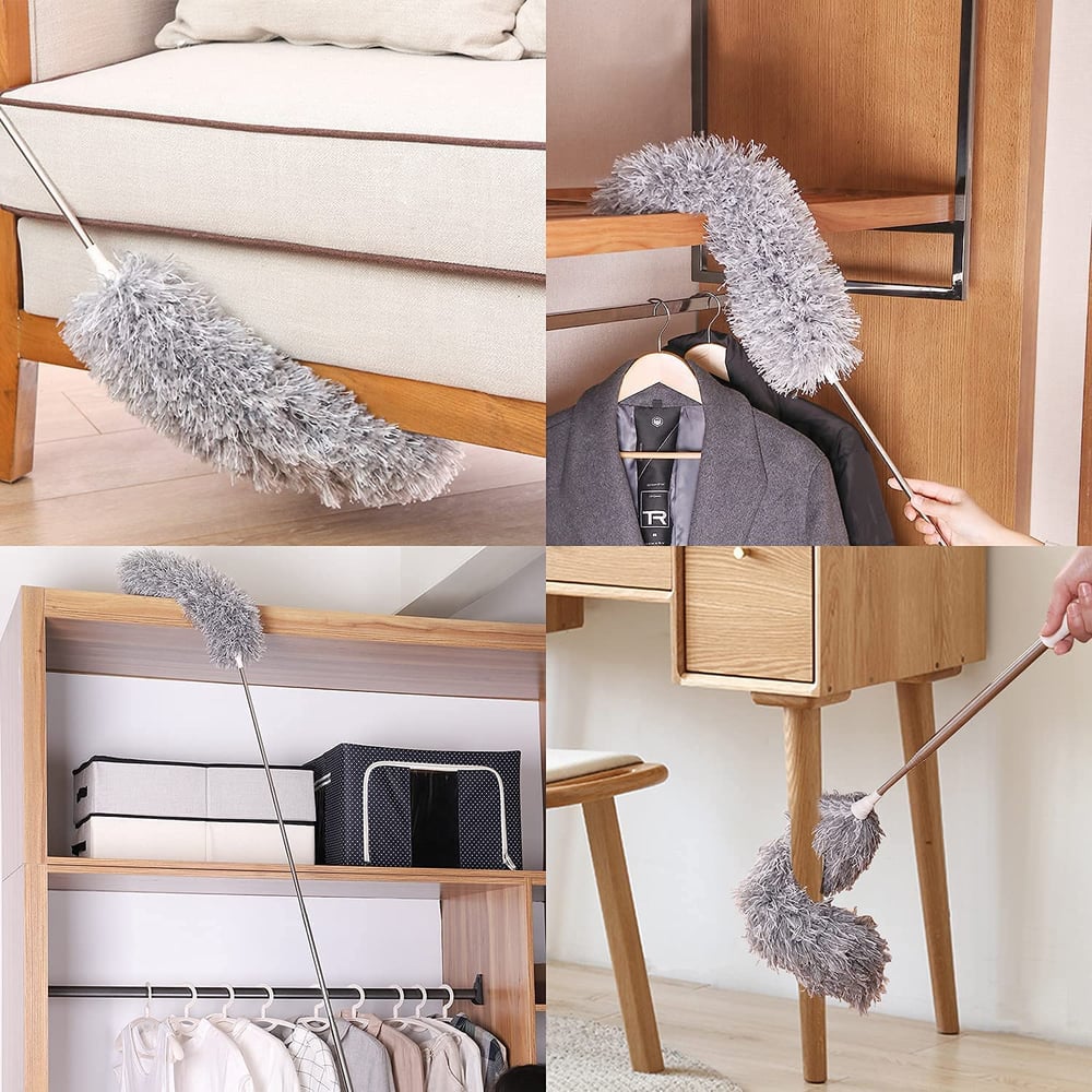 Extendable Microfiber Duster with Flexible Head – Washable Long Reach