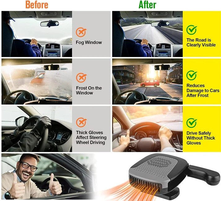 12V Portable Electric Car Heater and Fan with Defrosting Function