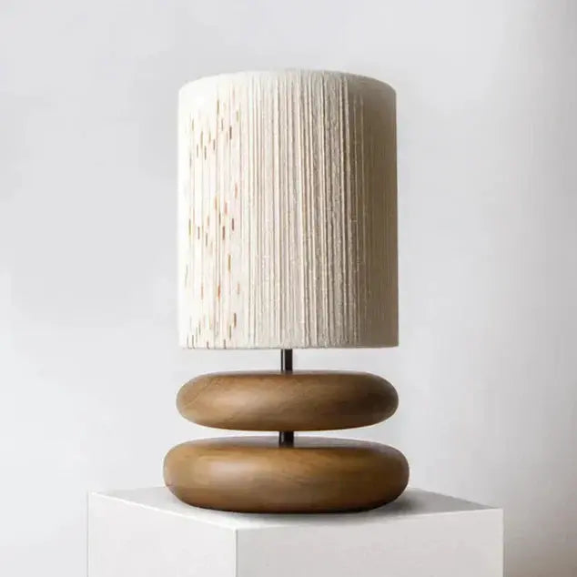 Wooden Base Table Lamp with Fabric Shade – Cozy Natural Style