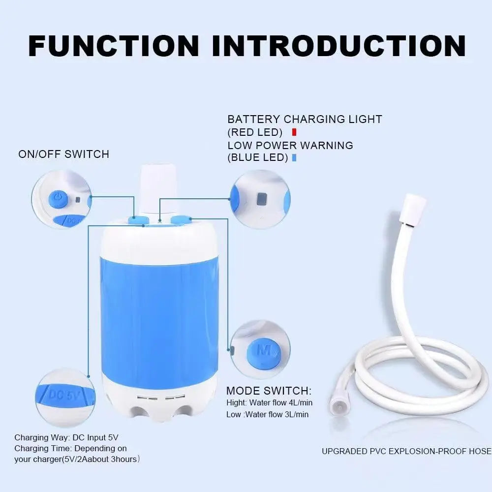Portable USB Rechargeable Shower for Camping