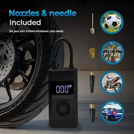 Portable Battery-Powered Tire Inflator - 150 PSI Digital Gauge