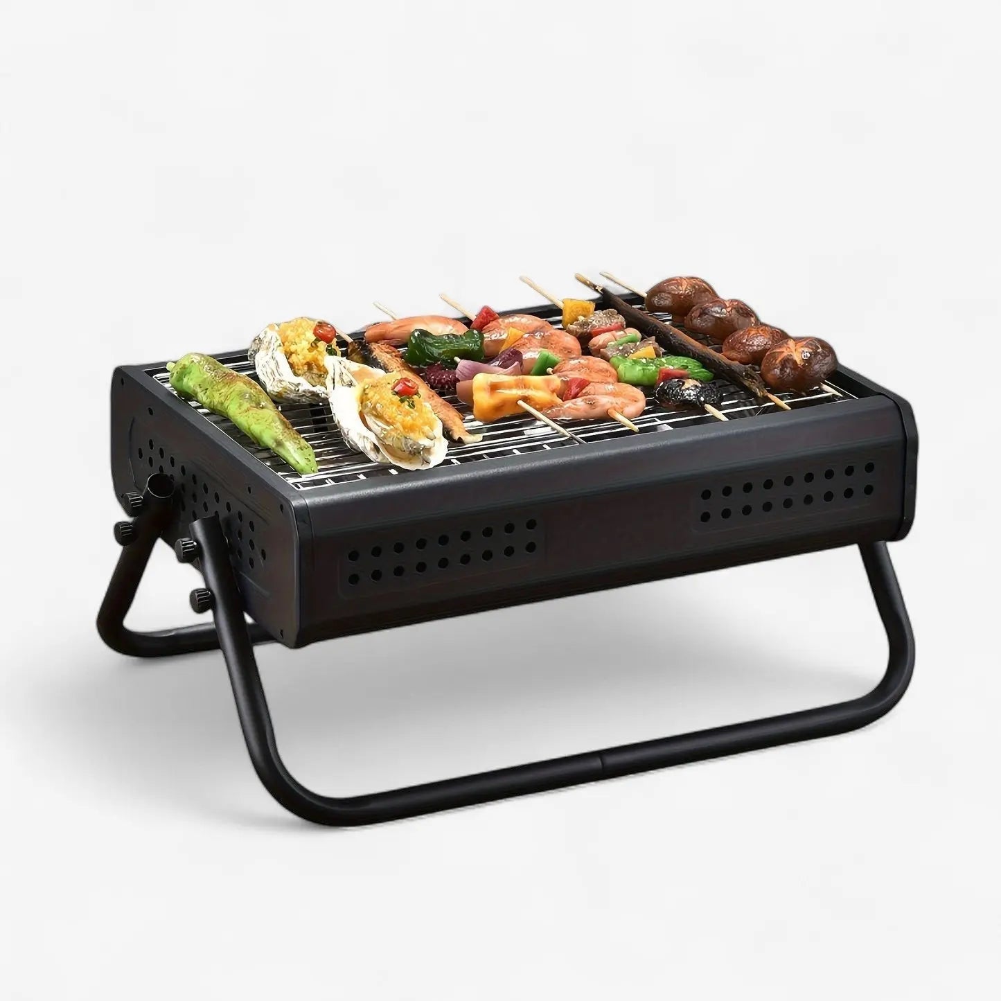 Foldable Charcoal Grill – Portable Design with Adjustable Handles