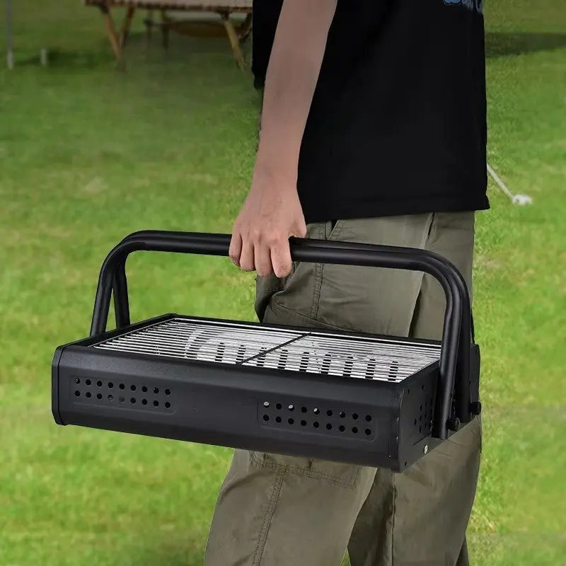Foldable Charcoal Grill – Portable Design with Adjustable Handles