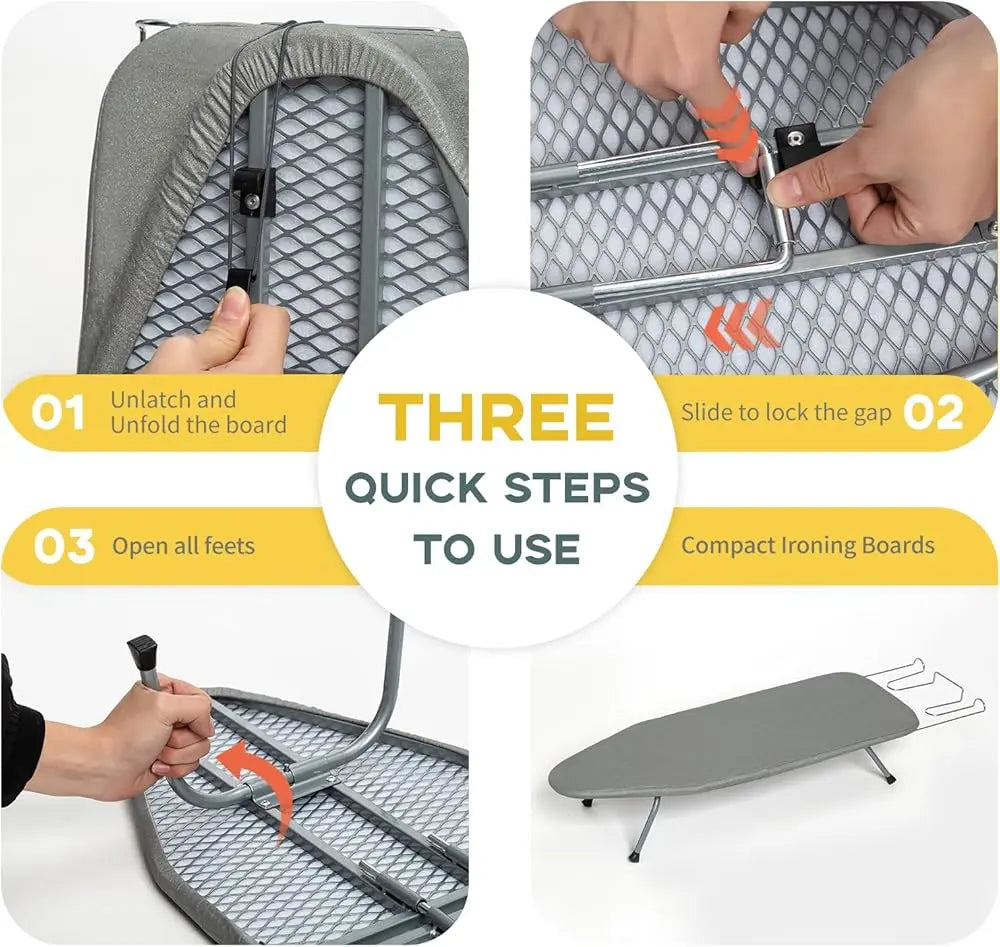Foldable Ironing Board for Tables – Portable with Iron Holder